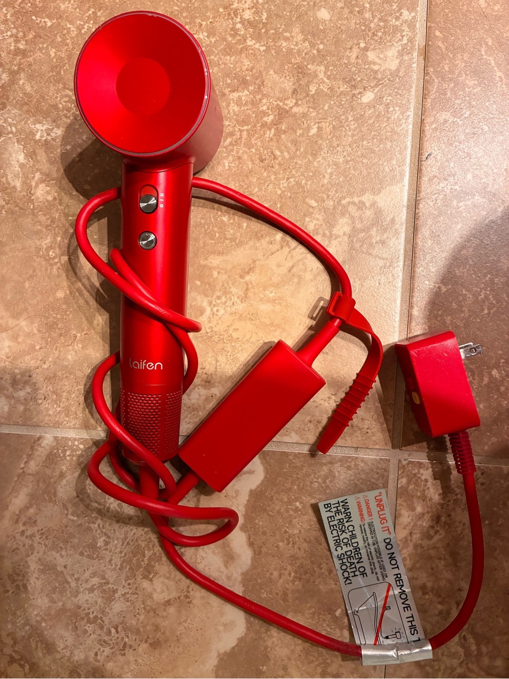 Laifen Red Corded Hair Dryer - Sleek Travel-Friendly Styling Tool
